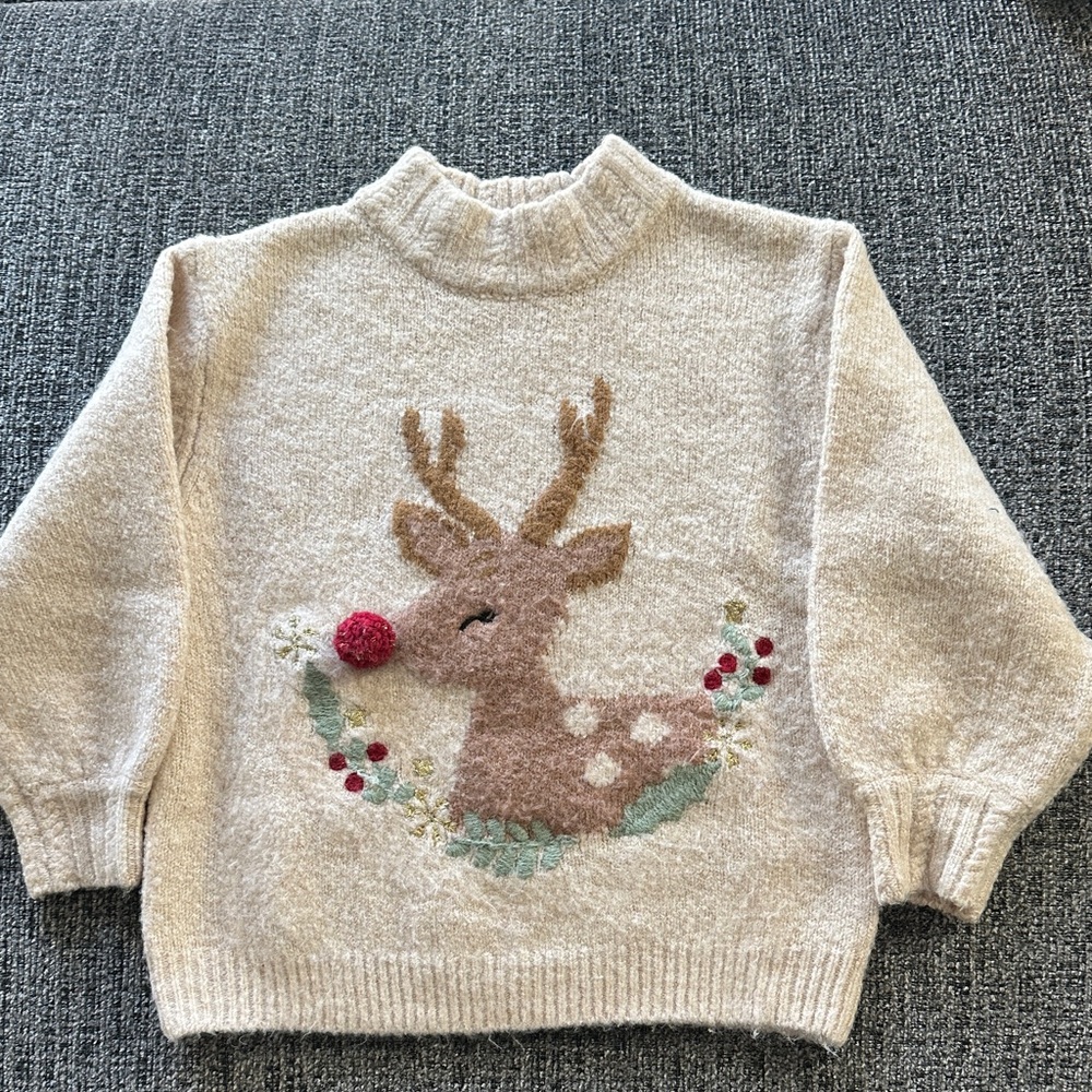 Zara Cream Reindeer Sweater for Kids